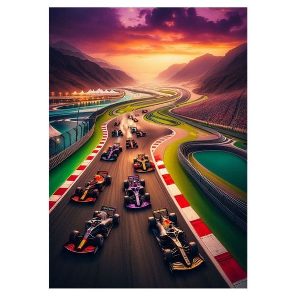 F1 Racetrack Cartoon Version - A1 Poster