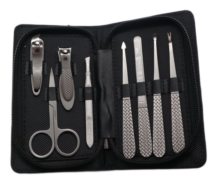 Stainless Steel Manicure Set With Black Travel Case - 8-Piece