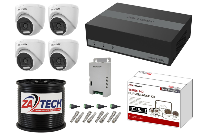 Hikvision 4CH eDVR Dome CCTV Kit with 1TB Built-in SSD, Zatech Cable and JB