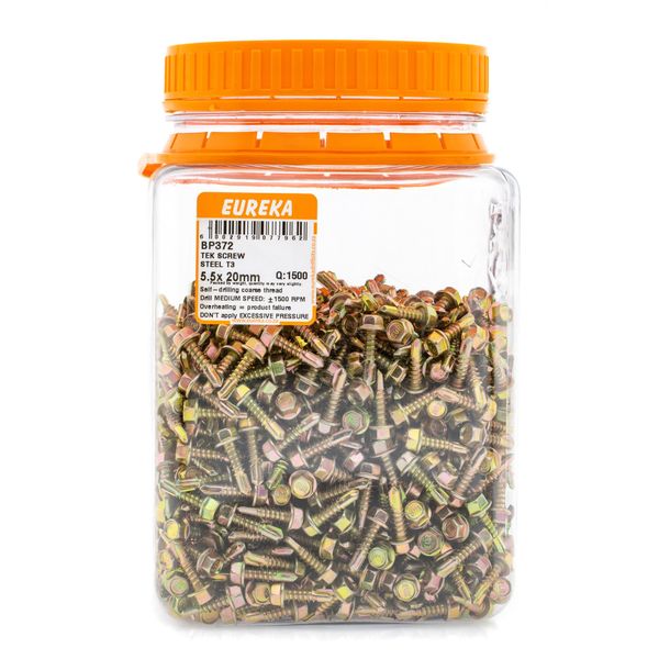 EUREKA Tek Screw Hex Head Coarse Thread 5.5 x 20mm Q:1500 BP372