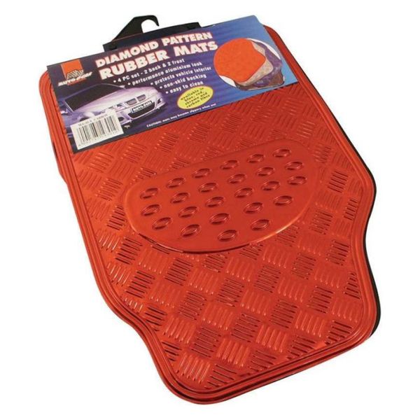 4 Piece Car Mat Set - Red-Aluminium image