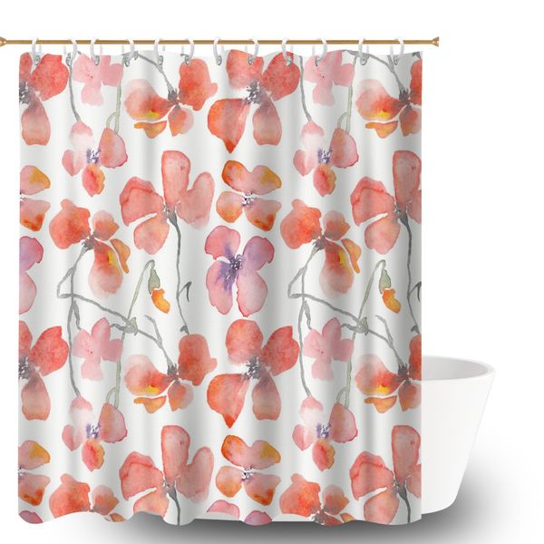 Foliage Print Waterproof Shower Curtain Sets with 12 Plastic Hooks
