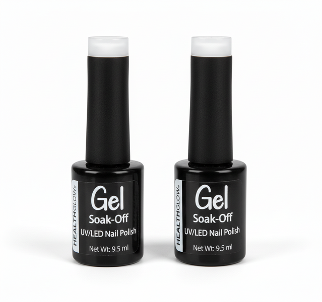 Healthglow Gel Nail Polish White 9.5ml - Long-Lasting, Glossy - 2 Pack