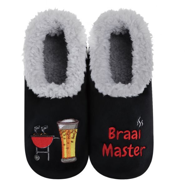 Snoozies Men's Braai Master Fleece Slippers - Sherpa Lined &amp; Non-Skid
