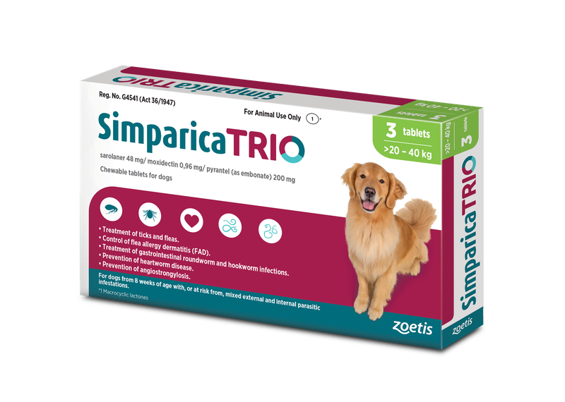 Simparica Trio 20.1 - 40kg (Ticks, Fleas and Deworming)