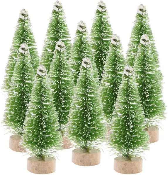 St Charles Green&amp;Frosty Bottle Brush Mini Tree with a Wood Base -12pc