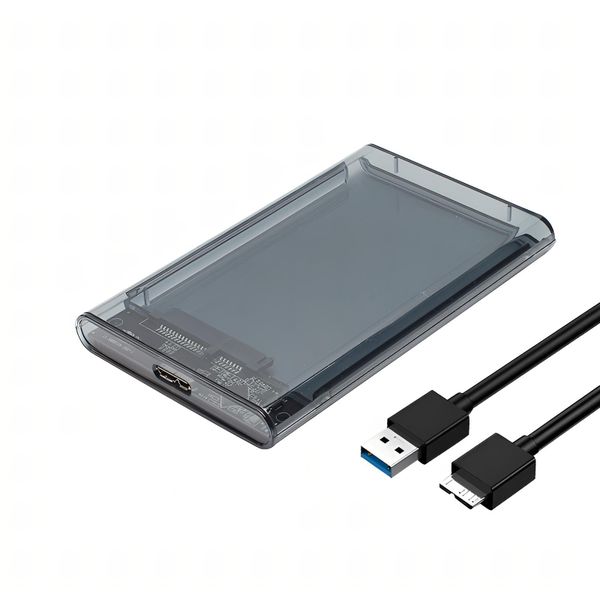 FAST USB 3.0 Clear 2.5" SATA Hard Drive Enclosure-High Speed Data Transfer