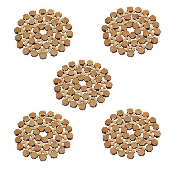 Bamboo Desktop Coaster - Insulated Coasters And Plates Mats - 5 Pack