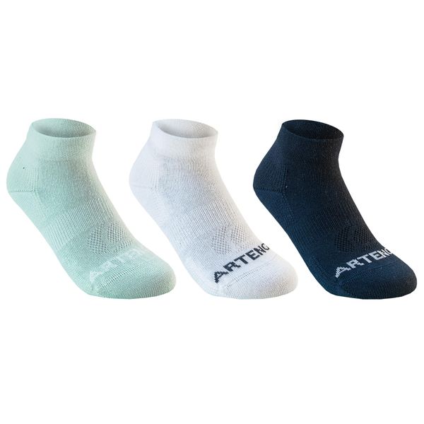 Artengo Kids' Mid Sports Socks Tri-Pack Rs 160 - Green, White &amp; Navy
