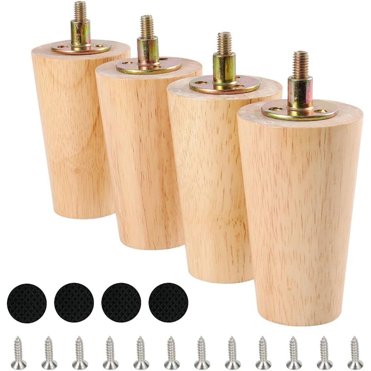4 Pcs 8cm Round Solid Wood Furniture Legs Feet for Sofa Cabinet Table Couch