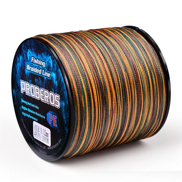 PROBEROS 4-Braid Camo PE Fishing Line (300M, 0.6/10LB) - 1 Spool