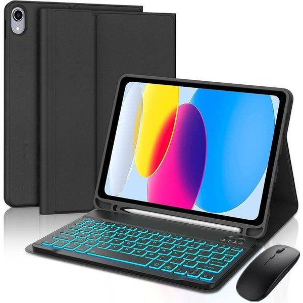 Bluetooth Mouse Keyboard Case Compatible with iPad A16 11th 11"/10th 10.9