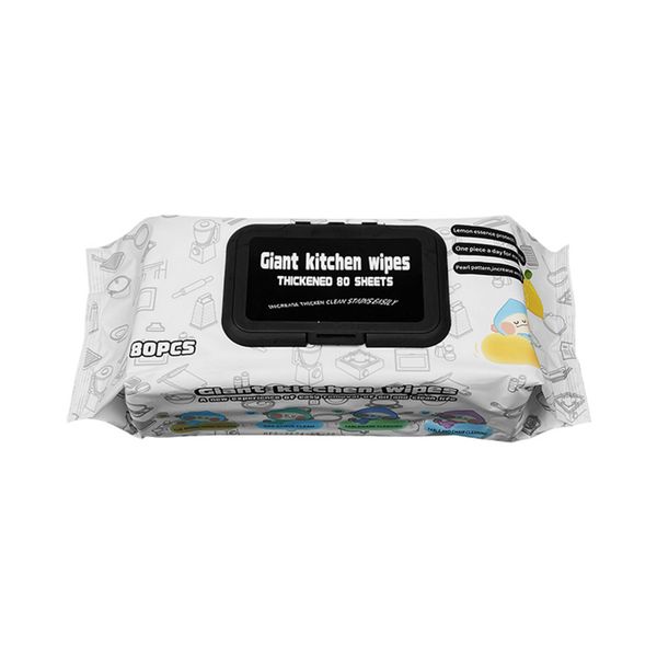 80pcs Extra-Thick Kitchen Wipes, Duty Oil Stain Remover with Lemon Essence