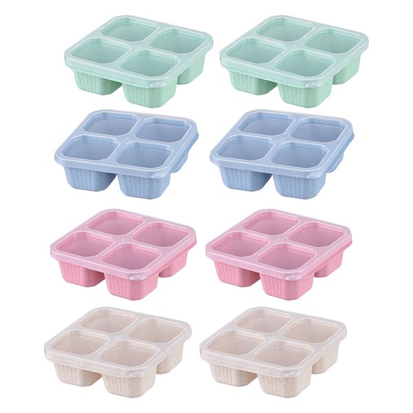 8 Pack Reusable Snack Containers 4 Compartments Meal Prep Bento Snack Box