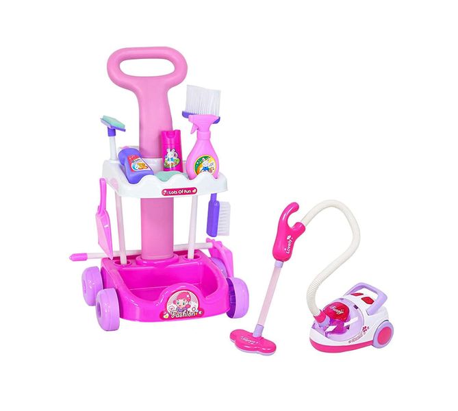 Vacuum Cleaner Trolley With Broom Mop and Cleaning Accessories - Set of 11