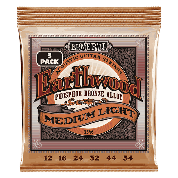 Ernie Ball 3546 - Med-Light Phosphor Bronze Acoustic Strings - 3-Pack