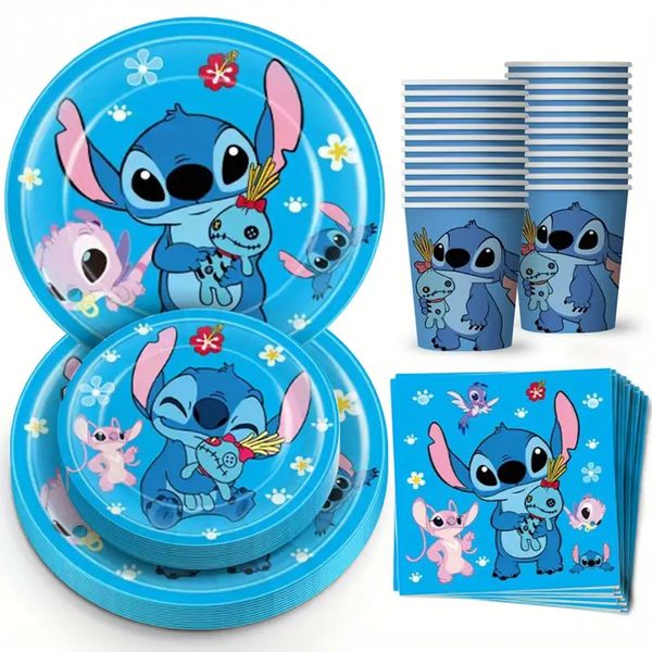 Stitch 50-Piece Disposable Party Set - Cute Plates, Cups &amp; Napkins