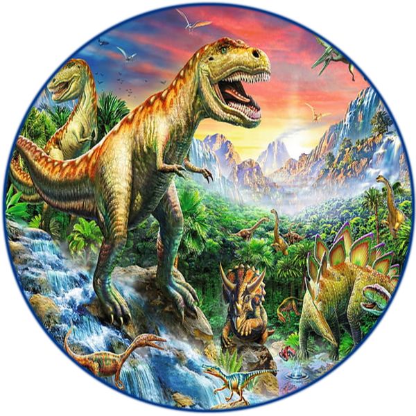 Dinosaur Round Wooden Vinyl Signage 63cm