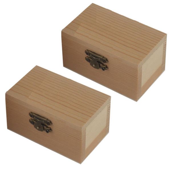 Craft Stationery unfinished Wooden Gift Jewellery Brown Box set of 2 (9cm)