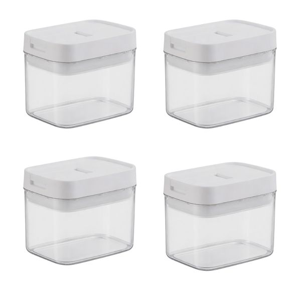 4 Pack - 0.5L Plastic Rectangular Food Storage Container - Transparent