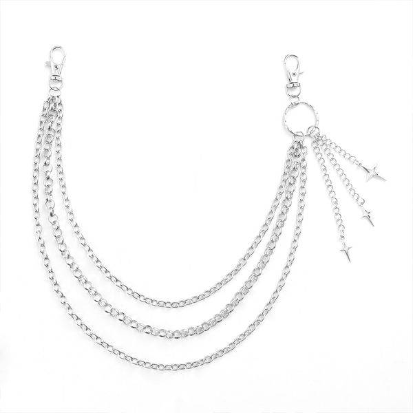 Punk Pants Chain Silver Layered Jean Pant Punk Pocket for Men and Women
