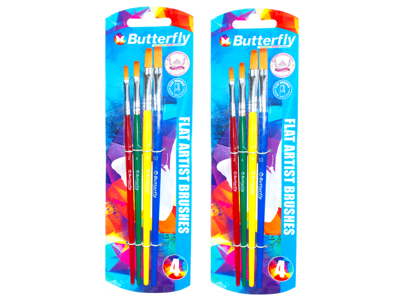Butterfly Art Brushes (Flat Sizes (2, 4, 8 &amp; 10) X2
