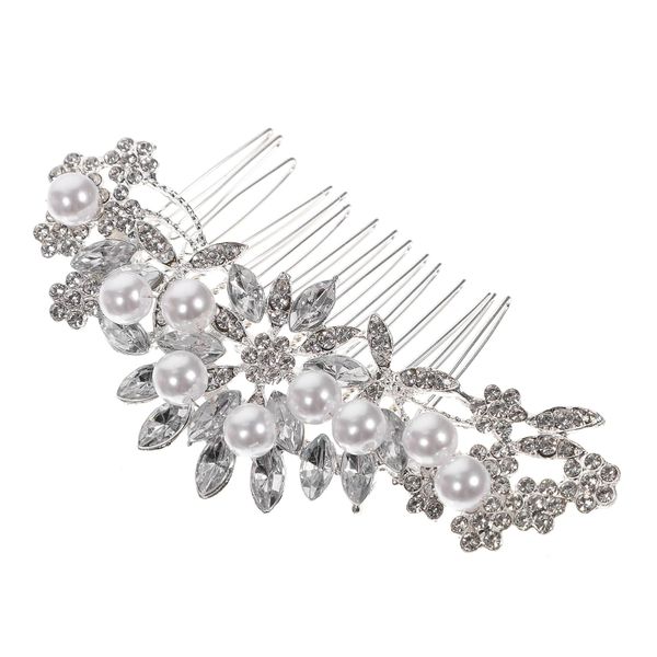 Crystal Wedding Hair Comb Pearl Wedding Headpiece Silver Hair Accessories
