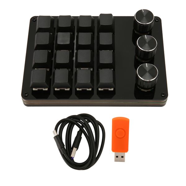 16 Key RGB Keypad 3 Knobs, Blue Switch, Hot Swap