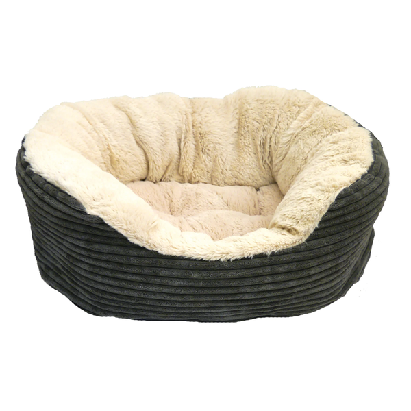 Rosewood Grey Cord/Plush Oval Bed Large