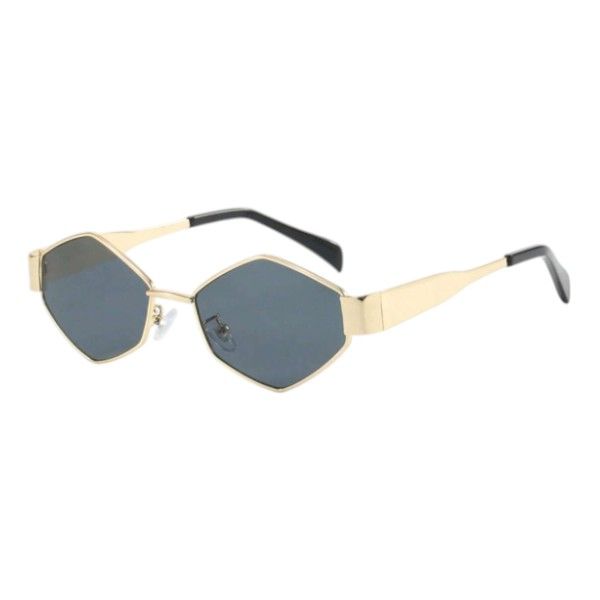 Asymmetrical Metal Frame Vintage Style Eyeglasses - Gold
