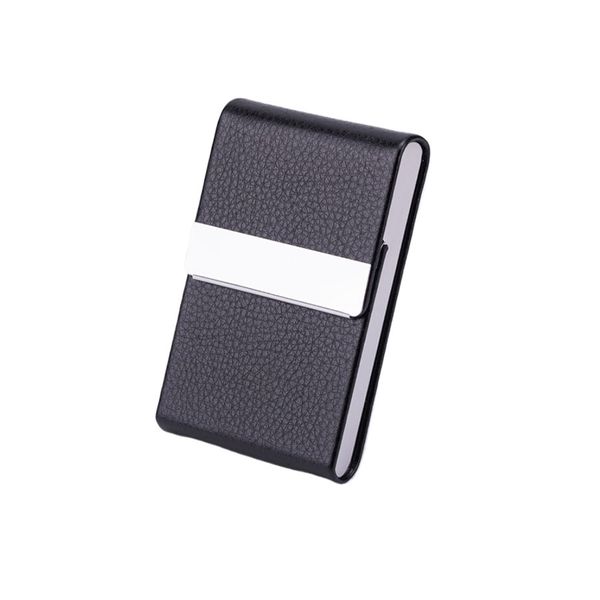 Men's Vertical Simple Business Style Lychee Pattern PU Business Card Case
