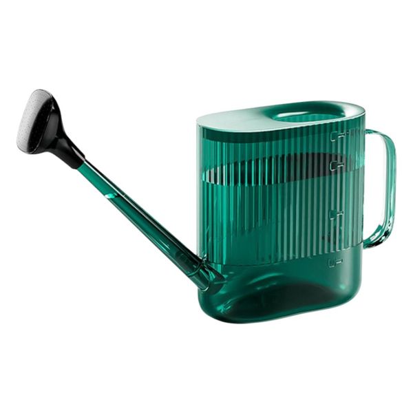 1.8L Translucent Grey Watering Can with Stainless Steel Long Spout - Green