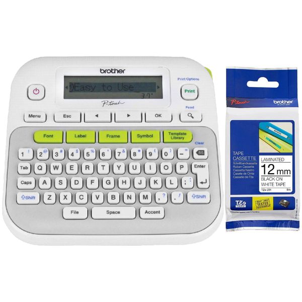 Brother PT-D210 Home and Small Office Label Printer with Tze-231 Tape -12mm