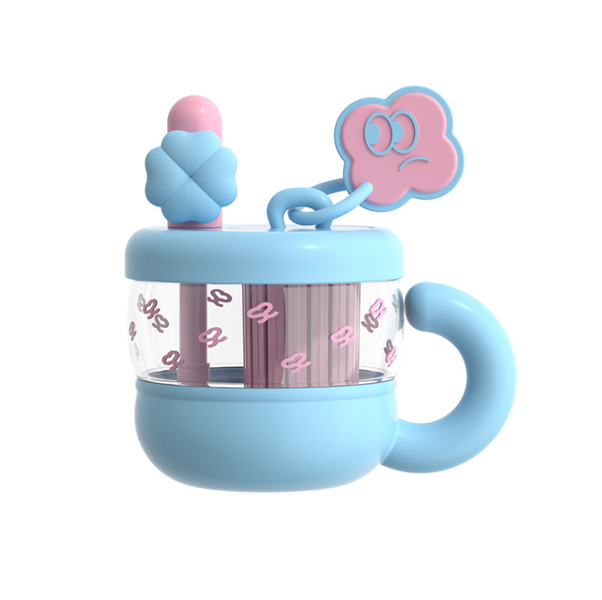 Blue Cute Large-Capacity Tea Separator Portable Plastic Water Bottle-850ML