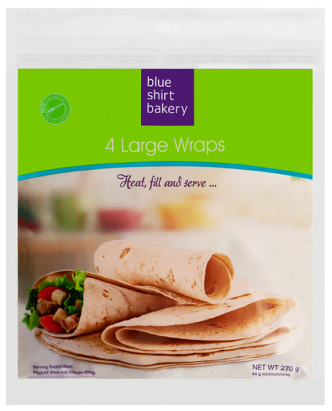 Blue Shirt Bakery White Large Wrap 4's (24 packs per box)