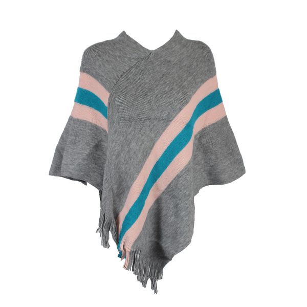 Blackcherry Striped Middle Panel Poncho