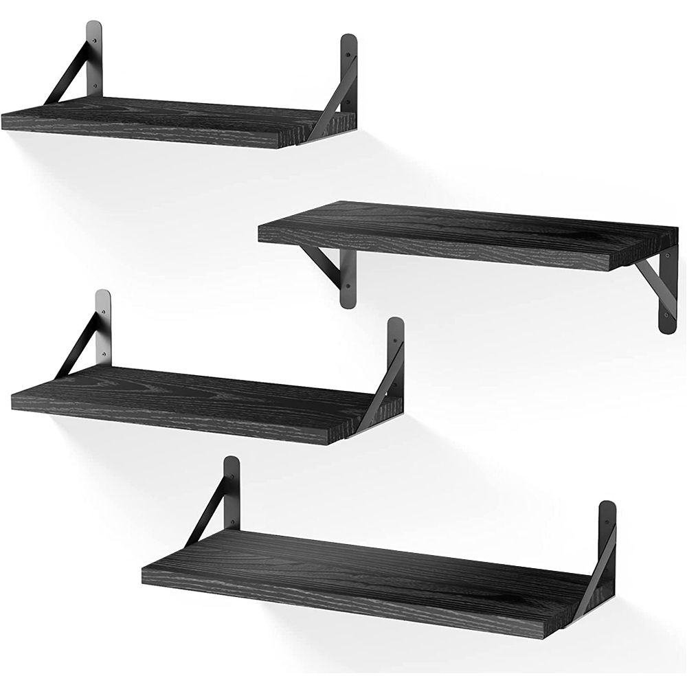 4pcs Wooden Wall floating shelves, DIY Installation for Home Décor