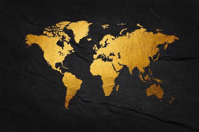 Wall Art Canvas - World Map Vector Gold
