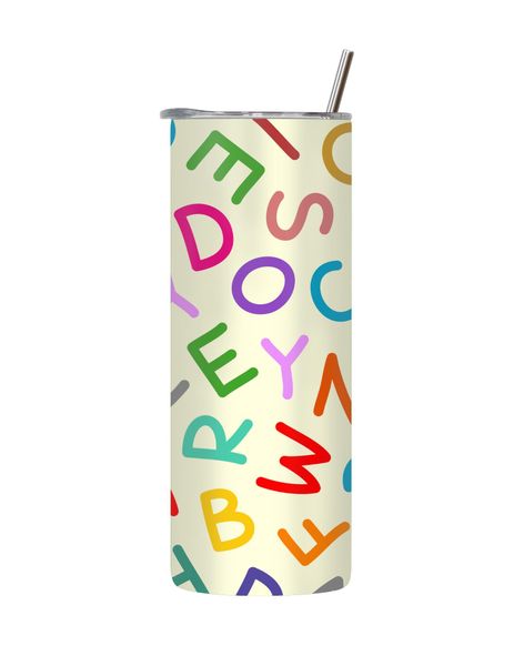 Yellow Letter 20 Oz Tumbler with Lid Straw Trendy Back to School Graphic132