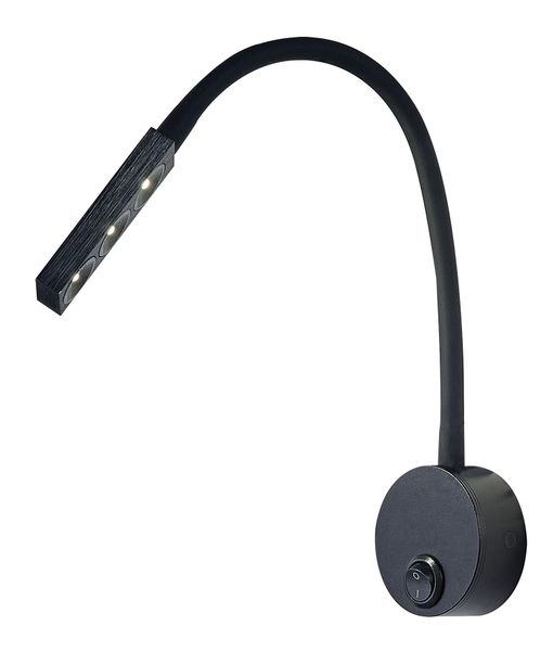 3x1 Watt LED Bedside Wall Light Fitting With Flexible Rubber Arm and Switch