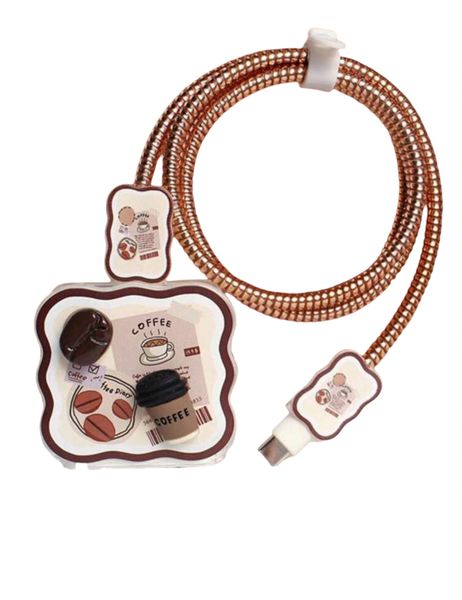 5pcs Coffee Cup And Coffee Bean Decorative Design Charger Case