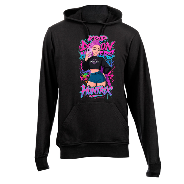 Black Brushed Cotton Hoodie - K POP Demon Hunters Huntrix