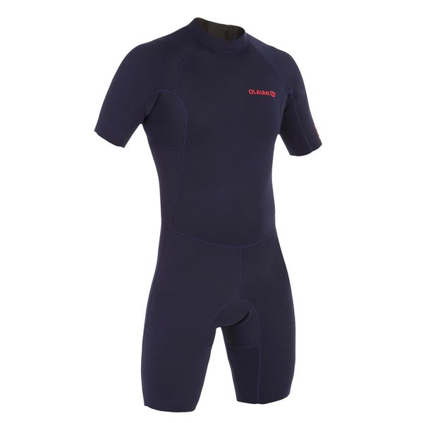 Olaian 100 Men's 1.5mm Neoprene Shorty Surfing Wetsuit - Navy Blue