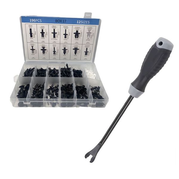 196Piece Retainer Clips Kit with a 10''/265mm Fastener Removal Tool