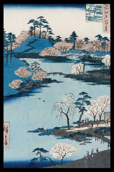 Hiroshige (The Hachiman Shrine) Poster with Black Frame