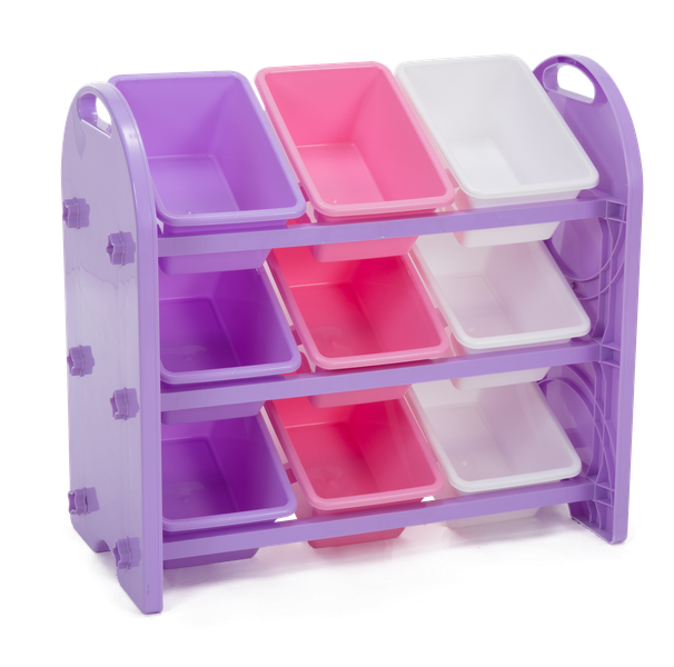 Kids Storage Organiser for Toys and Clothes - 9 Bins - Pastel Colours