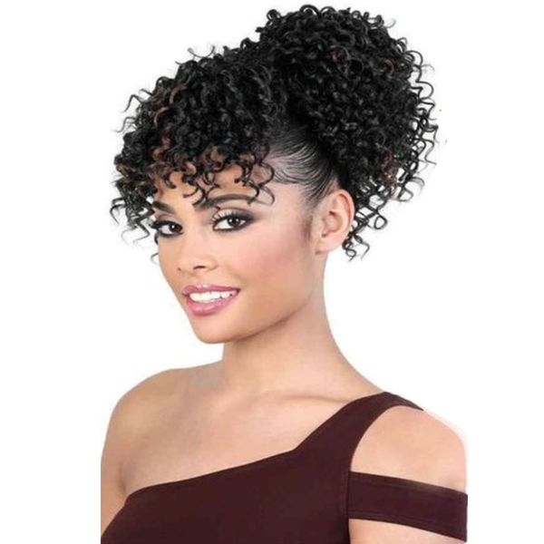 Synthetic Wig Curly Bangs for Black Women Short Afro Kinky Curly Bangs Clip