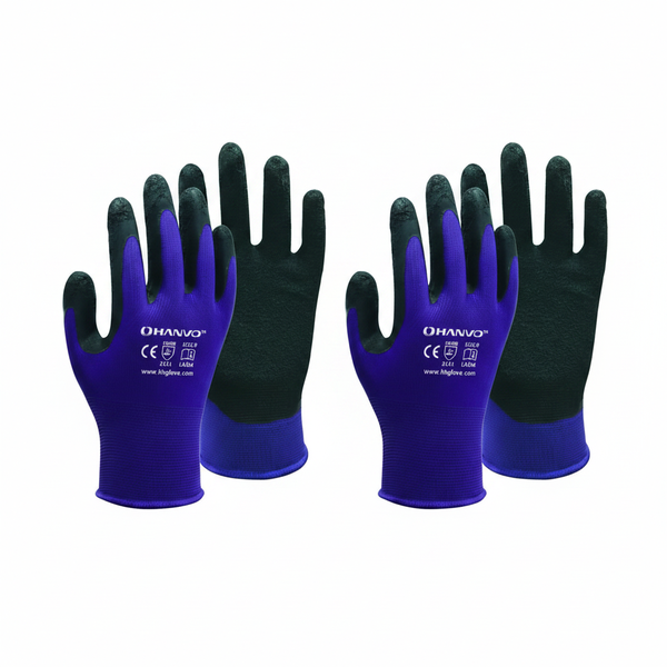Hanvo - General Purpose Latex Safety Gloves - Flexible Grip - 2 Pack