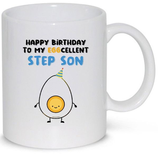 Happy Birthday To My Eggcellent Step Son Gift 11Oz Premium Coffee Mug