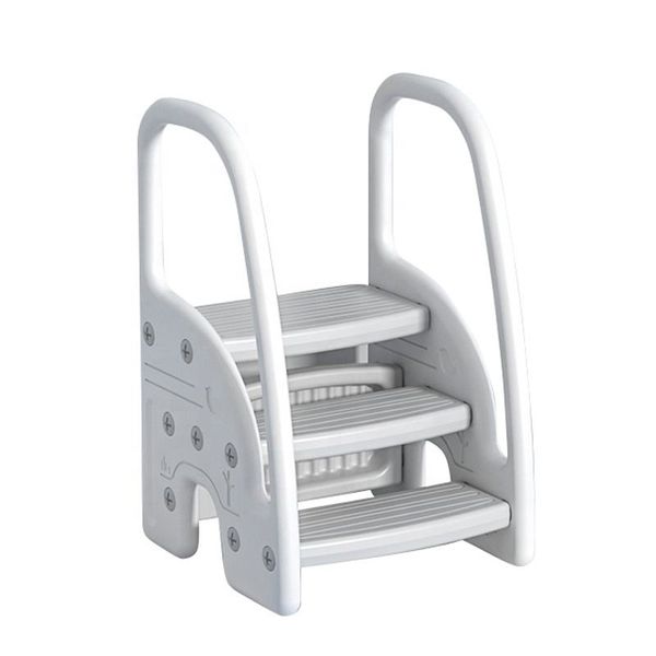 3tier Step Stool Ladder with Handle for Kids Non Slip Standing Tower -White